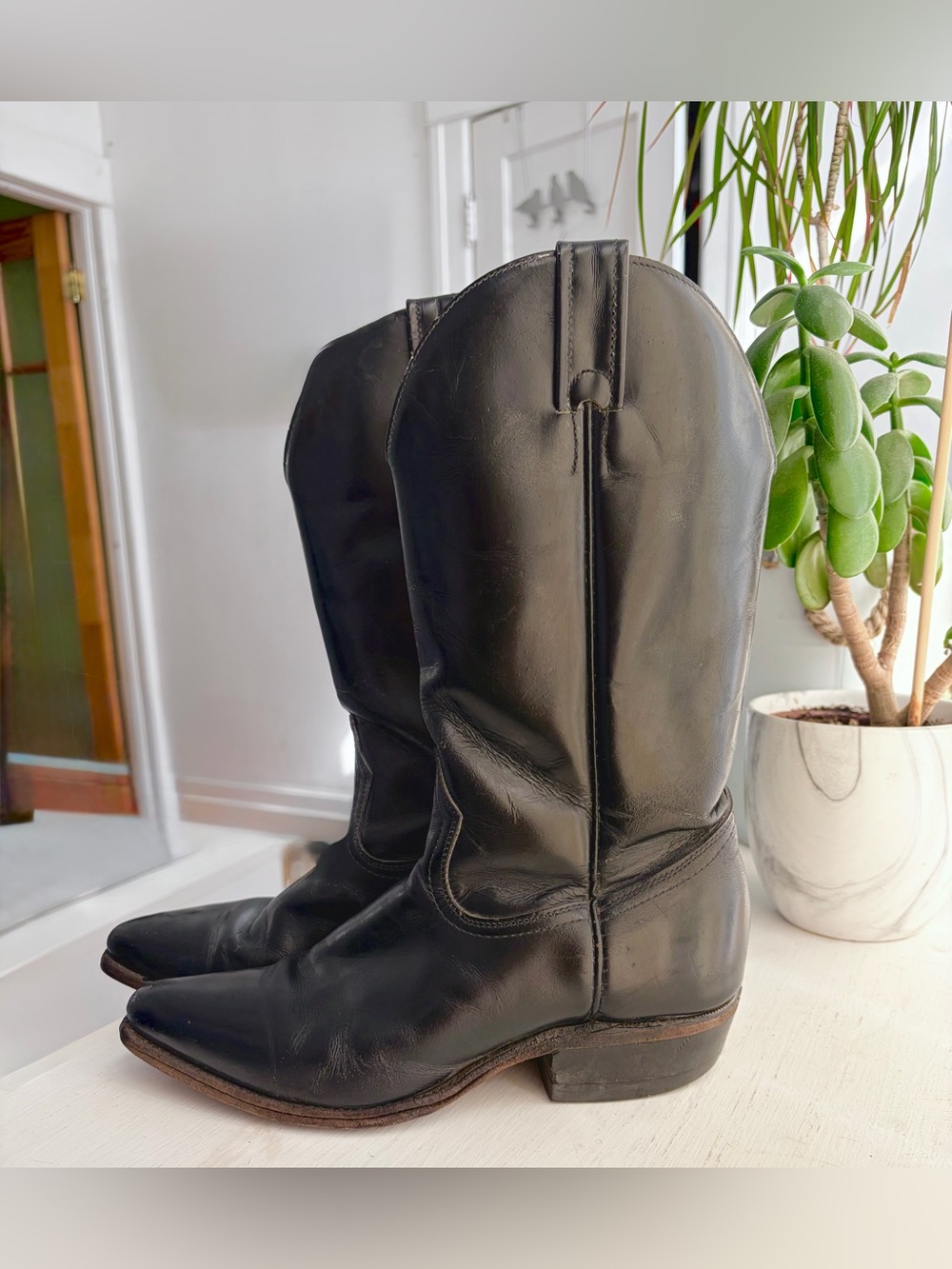 Vintage Black Leather Western Style Women’s Boots - Made in Canada